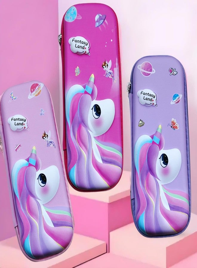 ARTLABEL EVA Large Capacity Stationery Box 3D Cartoon Pen Pencil case Multi-Compartment for School Students with Zip Closure -Best Birthday Gift for Girls, Boys & Kids (SooCute Unicorn) - Image 3
